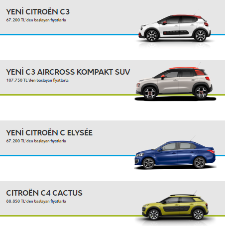 2018 Ocak Citroen Fiyat Listesi